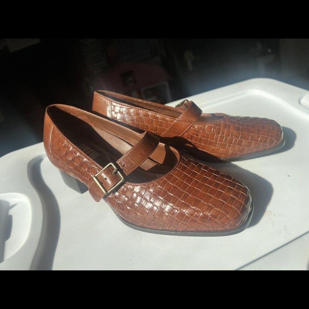 Drew Woven Brown Mary Jane Heels 7 1/2‎